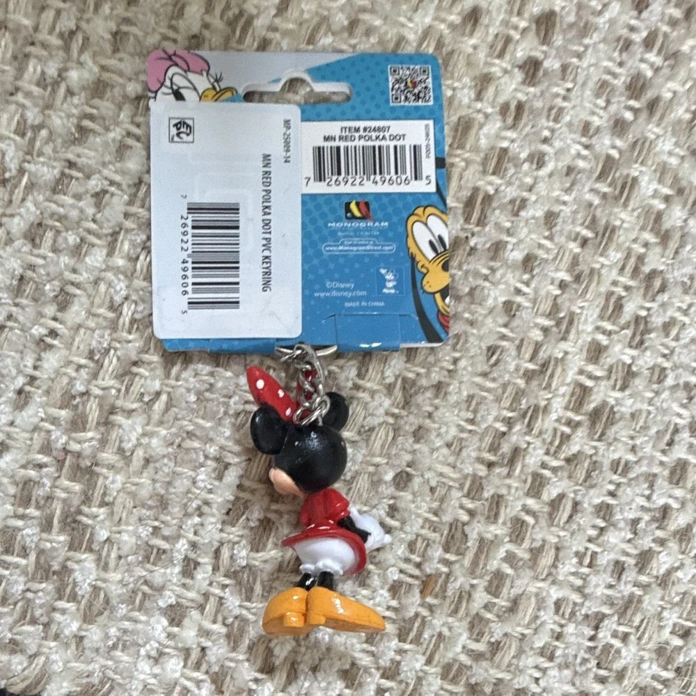 Monogram Disney Mickey and Friends Minnie Mouse Red Polka Dot PVC Keychain